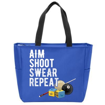 Aim Shoot Swear Repeat Cool Gift Pool Player Cool Gift Hall Shark Billiard Gift Zip Tote Bag