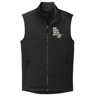 Aim Shoot Swear Repeat Cool Gift Pool Player Cool Gift Hall Shark Billiard Gift Collective Smooth Fleece Vest