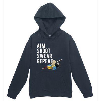 Aim Shoot Swear Repeat Cool Gift Pool Player Cool Gift Hall Shark Billiard Gift Urban Pullover Hoodie