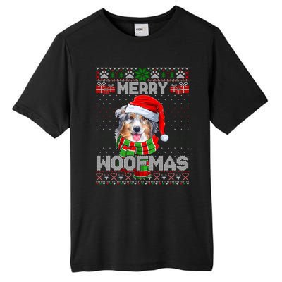 Australian Shepherd Santa Scarf Merry Woofmas Ugly Sweater Cool Gift Tall Fusion ChromaSoft Performance T-Shirt