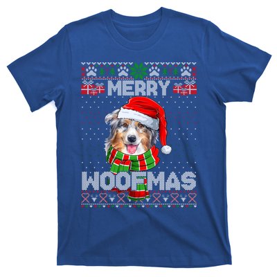 Australian Shepherd Santa Scarf Merry Woofmas Ugly Sweater Cool Gift T-Shirt