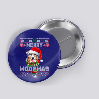 Australian Shepherd Santa Scarf Merry Woofmas Ugly Sweater Cool Gift Button