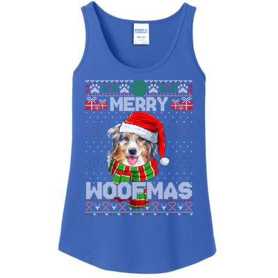 Australian Shepherd Santa Scarf Merry Woofmas Ugly Sweater Cool Gift Ladies Essential Tank