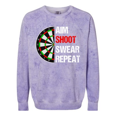 Aim Shot Swear Repeat Darts With Dartboard Design Gift Colorblast Crewneck Sweatshirt