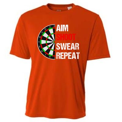 Aim Shot Swear Repeat Darts With Dartboard Design Gift Cooling Performance Crew T-Shirt