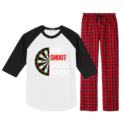 Aim Shot Swear Repeat Darts With Dartboard Design Gift Raglan Sleeve Pajama Set