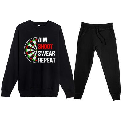 Aim Shot Swear Repeat Darts With Dartboard Design Gift Premium Crewneck Sweatsuit Set