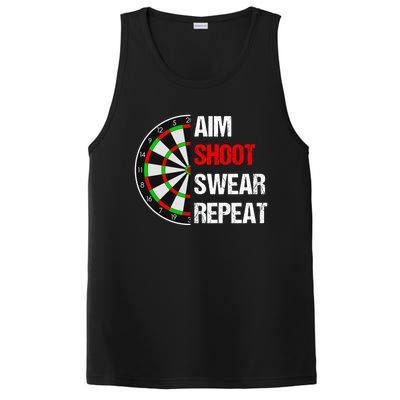 Aim Shot Swear Repeat Darts With Dartboard Design Gift PosiCharge Competitor Tank