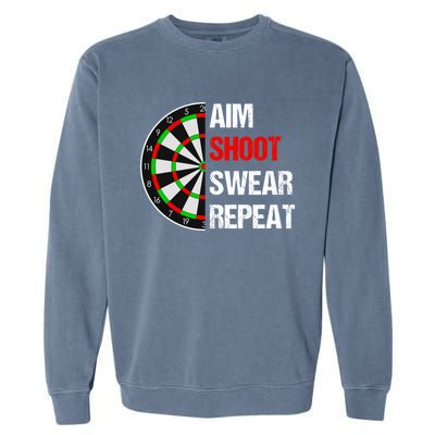 Aim Shot Swear Repeat Darts With Dartboard Design Gift Garment-Dyed Sweatshirt