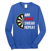 Aim Shot Swear Repeat Darts With Dartboard Design Gift Long Sleeve Shirt