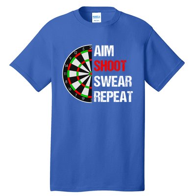 Aim Shot Swear Repeat Darts With Dartboard Design Gift Tall T-Shirt