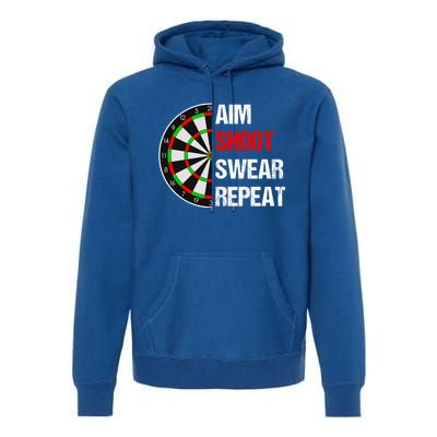 Aim Shot Swear Repeat Darts With Dartboard Design Gift Premium Hoodie