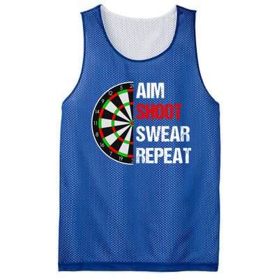 Aim Shot Swear Repeat Darts With Dartboard Design Gift Mesh Reversible Basketball Jersey Tank