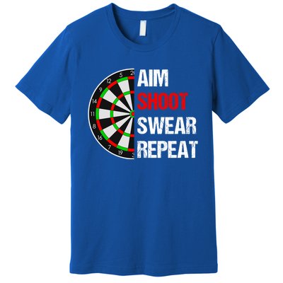 Aim Shot Swear Repeat Darts With Dartboard Design Gift Premium T-Shirt