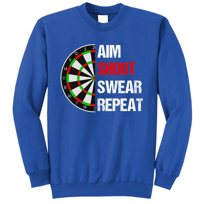 Aim Shot Swear Repeat Darts With Dartboard Design Gift Tall Sweatshirt