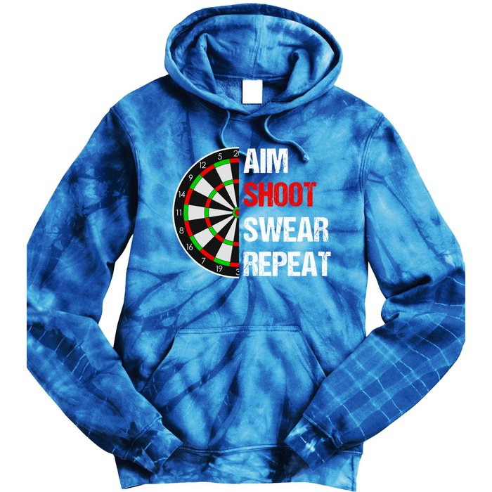 Aim Shot Swear Repeat Darts With Dartboard Design Gift Tie Dye Hoodie