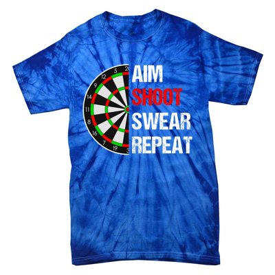 Aim Shot Swear Repeat Darts With Dartboard Design Gift Tie-Dye T-Shirt