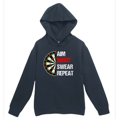 Aim Shot Swear Repeat Darts With Dartboard Design Gift Urban Pullover Hoodie