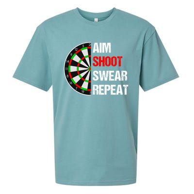 Aim Shot Swear Repeat Darts With Dartboard Design Gift Sueded Cloud Jersey T-Shirt