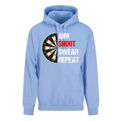 Aim Shot Swear Repeat Darts With Dartboard Design Gift Unisex Surf Hoodie