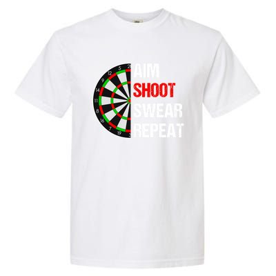 Aim Shot Swear Repeat Darts With Dartboard Design Gift Garment-Dyed Heavyweight T-Shirt