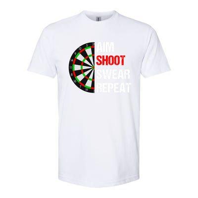 Aim Shot Swear Repeat Darts With Dartboard Design Gift Softstyle CVC T-Shirt