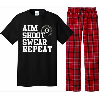 Aim Shoot Swear Repeat 8 Ball Pool Billiards Player Funny  Pajama Set