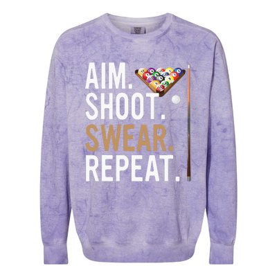 Aim Shoot Swear Repeat Pool Billiard Colorblast Crewneck Sweatshirt