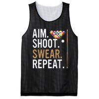 Aim Shoot Swear Repeat Pool Billiard Mesh Reversible Basketball Jersey Tank