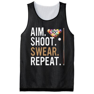 Aim Shoot Swear Repeat Pool Billiard Mesh Reversible Basketball Jersey Tank