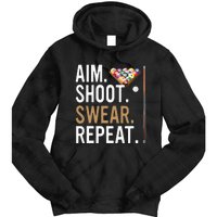 Aim Shoot Swear Repeat Pool Billiard Tie Dye Hoodie