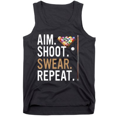 Aim Shoot Swear Repeat Pool Billiard Tank Top