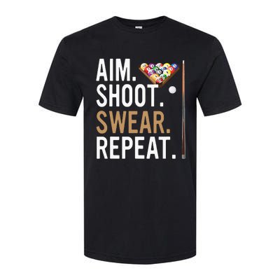 Aim Shoot Swear Repeat Pool Billiard Softstyle CVC T-Shirt