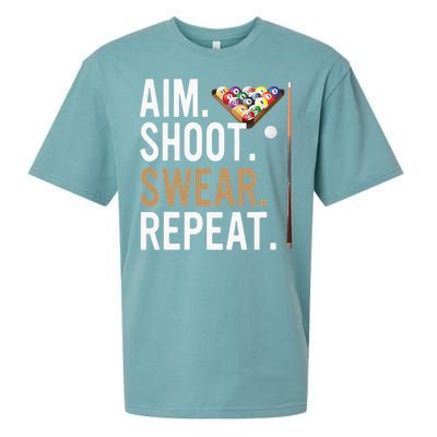 Aim Shoot Swear Repeat Pool Billiard Sueded Cloud Jersey T-Shirt