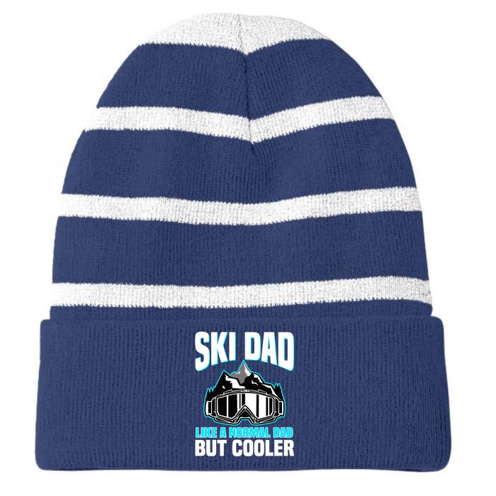 Alpine Ski Slope Downhill Skiing Dad Skier Striped Beanie with Solid Band