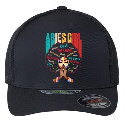 Aries She Slays & Prays March April Birthday Queens Flexfit Unipanel Trucker Cap