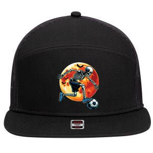 American Soccer Skeleton Halloween Boy Soccer Funny 7 Panel Mesh Trucker Snapback Hat