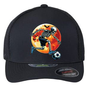 American Soccer Skeleton Halloween Boy Soccer Funny Flexfit Unipanel Trucker Cap