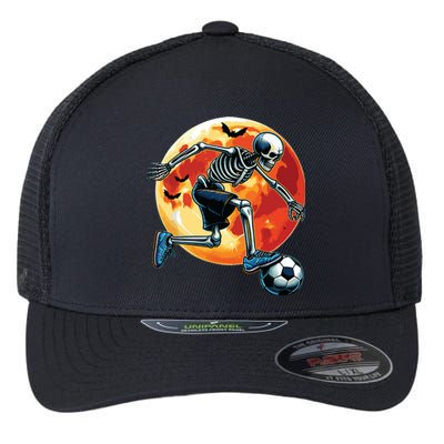 American Soccer Skeleton Halloween Boy Soccer Funny Flexfit Unipanel Trucker Cap