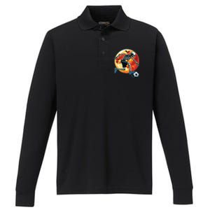 American Soccer Skeleton Halloween Boy Soccer Funny Performance Long Sleeve Polo