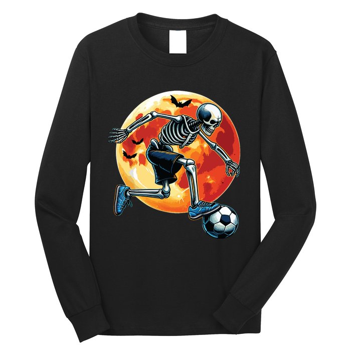 American Soccer Skeleton Halloween Boy Soccer Funny Long Sleeve Shirt