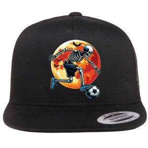 American Soccer Skeleton Halloween Boy Soccer Funny Flat Bill Trucker Hat