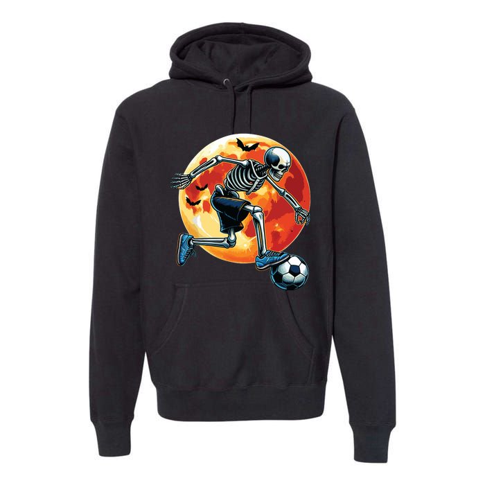 American Soccer Skeleton Halloween Boy Soccer Funny Premium Hoodie