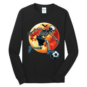 American Soccer Skeleton Halloween Boy Soccer Funny Tall Long Sleeve T-Shirt