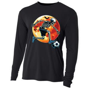 American Soccer Skeleton Halloween Boy Soccer Funny Cooling Performance Long Sleeve Crew