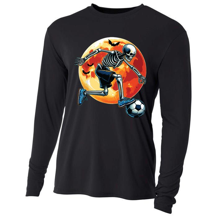 American Soccer Skeleton Halloween Boy Soccer Funny Cooling Performance Long Sleeve Crew