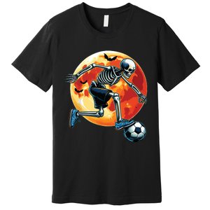 American Soccer Skeleton Halloween Boy Soccer Funny Premium T-Shirt