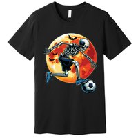 American Soccer Skeleton Halloween Boy Soccer Funny Premium T-Shirt