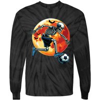 American Soccer Skeleton Halloween Boy Soccer Funny Tie-Dye Long Sleeve Shirt