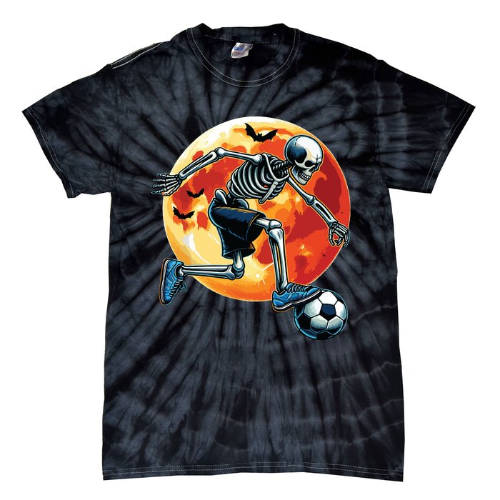 American Soccer Skeleton Halloween Boy Soccer Funny Tie-Dye T-Shirt